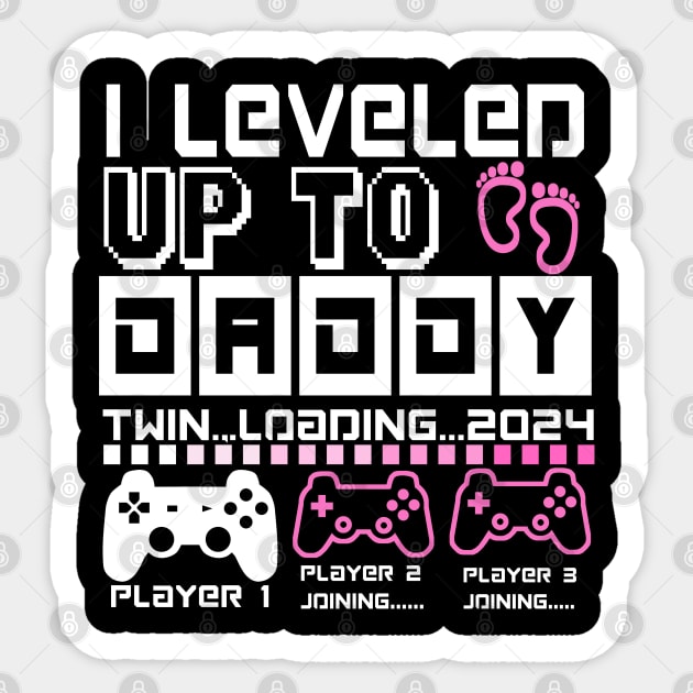 I Leveled Up To Daddy. Twin Loading 2024. Soon To Be Dad. Twin baby girls Sticker by ShopiLike